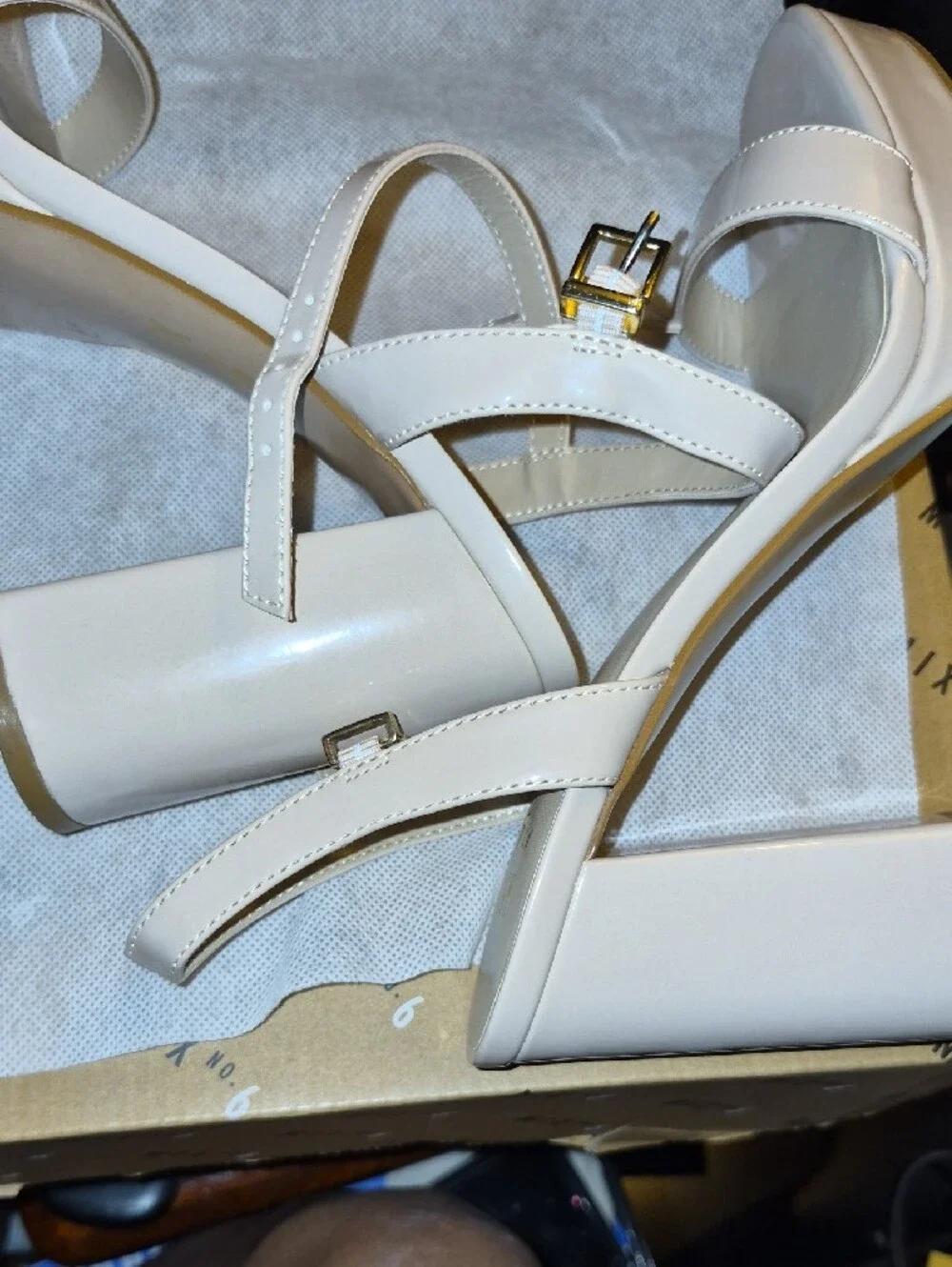 Mix No. 6 Nude Patent Platform Sandal Heels